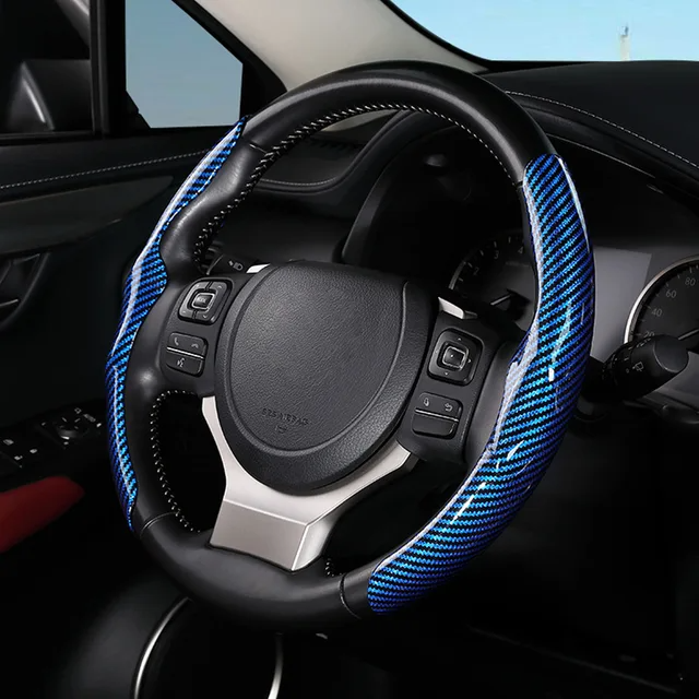 Couvre volant universel en fibre de carbone brillant