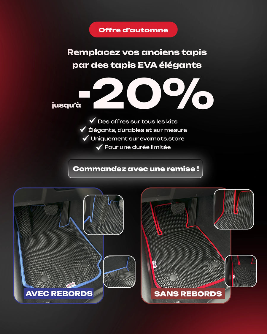 Offre d’automne : jusqu’à 20 % de réduction sur les tapis auto EVA