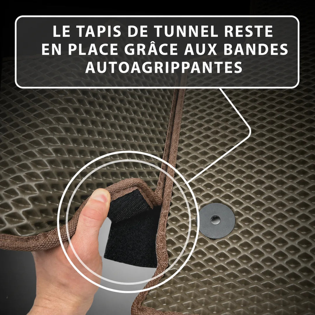 Le tapis de tunnel reste en place grâce aux bandes autoagrippantes